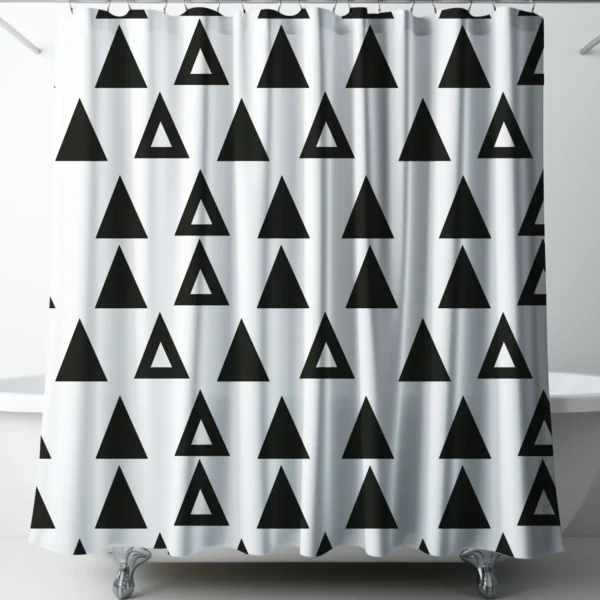 Geometric Triangles Black & White Shower Curtain