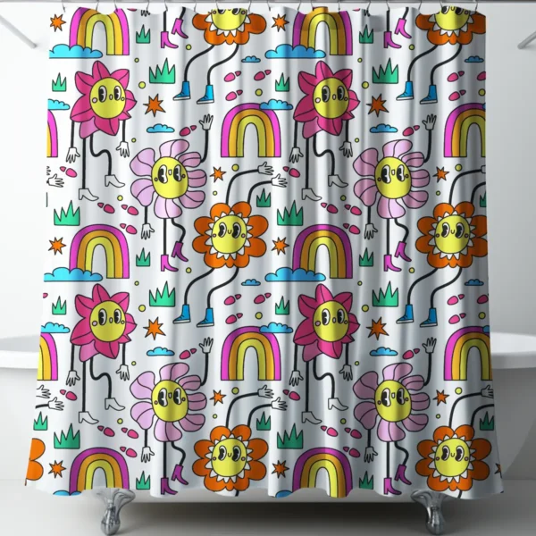 Kitschy Walking Blooms Shower Curtain