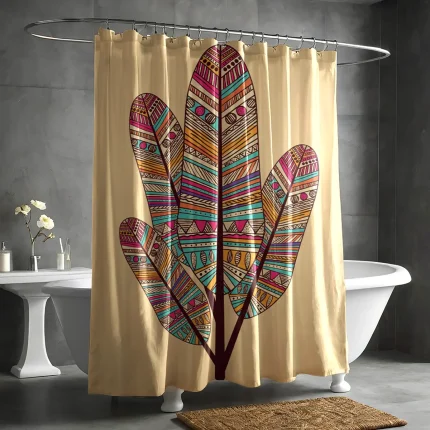 Boho Tribal Feather Cluster Shower Curtain1