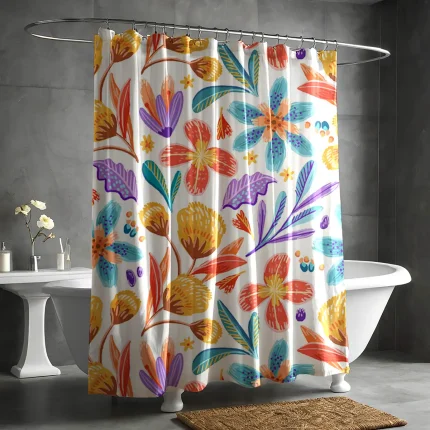 colorful floral shower curtain 3