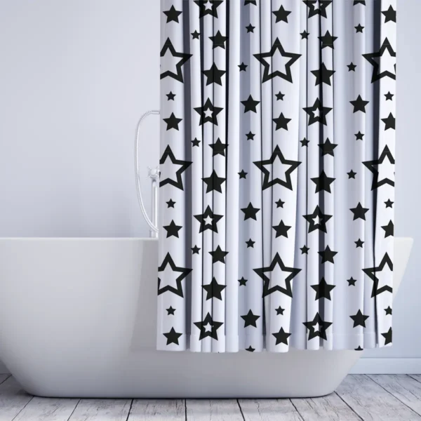 Scattered Stars Black & White Shower Curtain