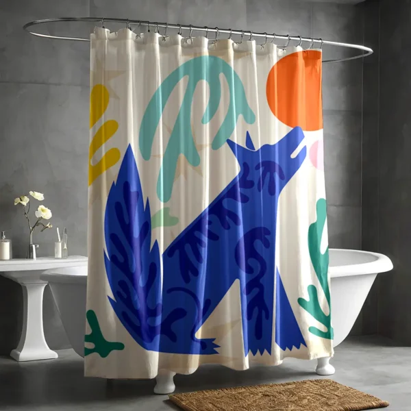 Howling Blue Wolf Matisse Shower Curtain