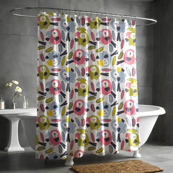 Cute Cartoon Parrots Shower Curtain