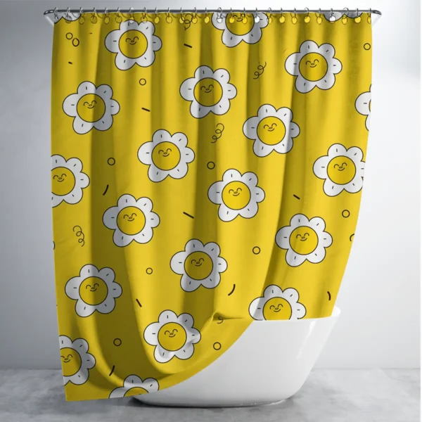 Smiley Daisy Yellow Shower Curtain