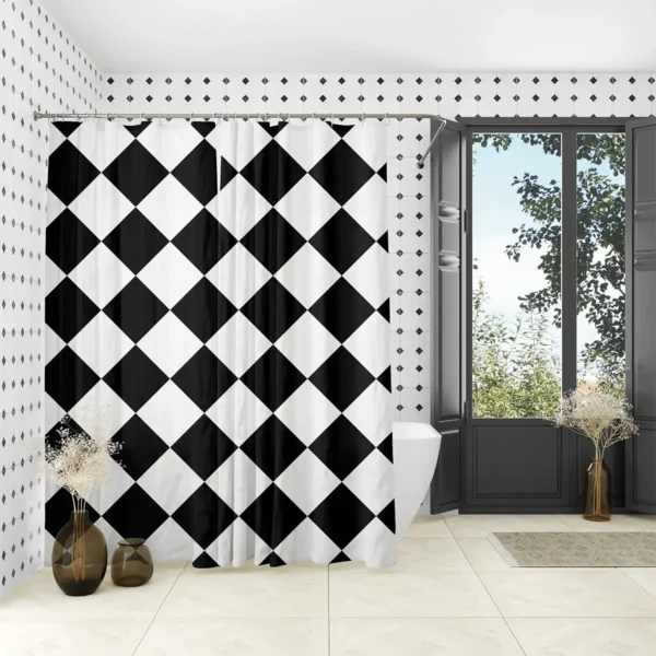 Diamond Checkerboard Pattern Shower Curtain