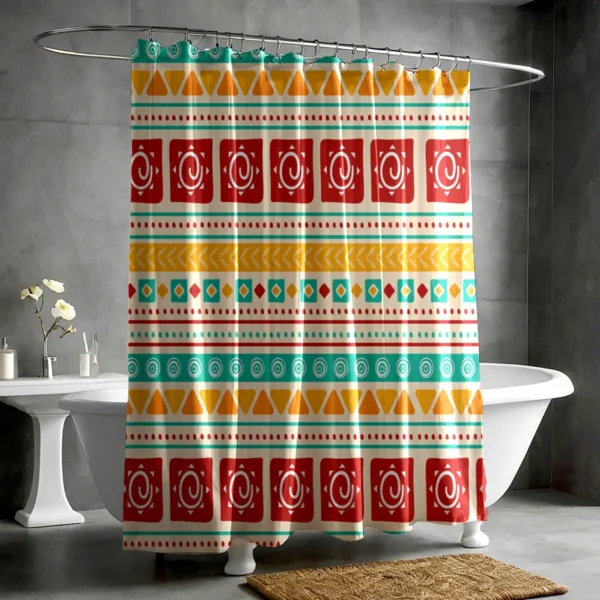 Southwest Tribal Geometric Pattern Shower Curtain